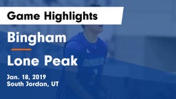 Bingham  vs Lone Peak Game Highlights - Jan. 18, 2019