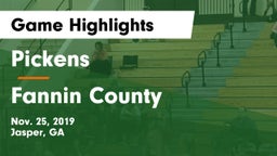 Pickens  vs Fannin County  Game Highlights - Nov. 25, 2019