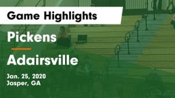 Pickens  vs Adairsville  Game Highlights - Jan. 25, 2020