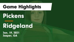 Pickens  vs Ridgeland  Game Highlights - Jan. 19, 2021