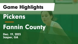 Pickens  vs Fannin County  Game Highlights - Dec. 19, 2023