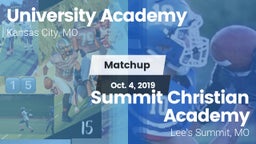 Matchup: University Academy vs. Summit Christian Academy 2019