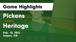 Pickens  vs Heritage  Game Highlights - Feb. 18, 2021