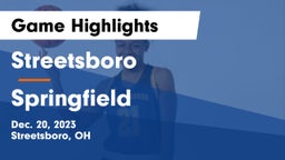 Streetsboro  vs Springfield  Game Highlights - Dec. 20, 2023