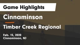 Cinnaminson  vs Timber Creek Regional  Game Highlights - Feb. 15, 2020