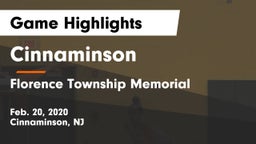 Cinnaminson  vs Florence Township Memorial  Game Highlights - Feb. 20, 2020