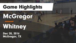 McGregor  vs Whitney Game Highlights - Dec 20, 2016