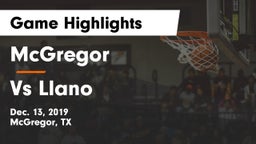 McGregor  vs Vs Llano  Game Highlights - Dec. 13, 2019