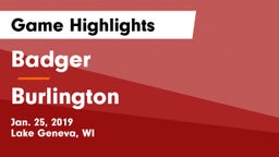Badger  vs Burlington  Game Highlights - Jan. 25, 2019