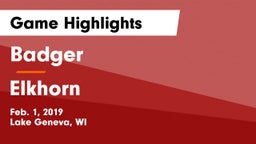 Badger  vs Elkhorn  Game Highlights - Feb. 1, 2019