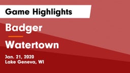 Badger  vs Watertown  Game Highlights - Jan. 21, 2020