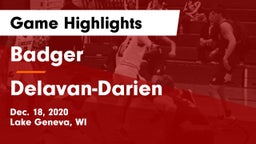 Badger  vs Delavan-Darien  Game Highlights - Dec. 18, 2020