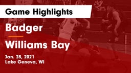 Badger  vs Williams Bay  Game Highlights - Jan. 28, 2021