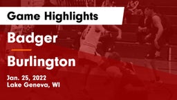 Badger  vs Burlington  Game Highlights - Jan. 25, 2022