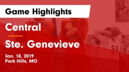 Central  vs Ste. Genevieve  Game Highlights - Jan. 18, 2019