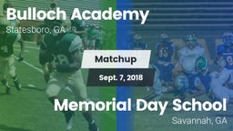 Matchup: Bulloch Academy vs. Memorial Day School 2018