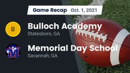 Recap: Bulloch Academy vs. Memorial Day School 2021