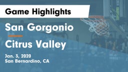 San Gorgonio  vs Citrus Valley Game Highlights - Jan. 3, 2020