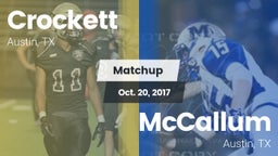 Matchup: Crockett vs. McCallum  2017