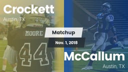 Matchup: Crockett vs. McCallum  2018