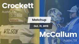 Matchup: Crockett vs. McCallum  2019