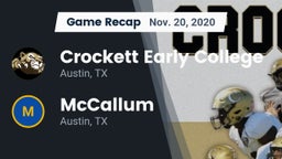 Recap: Crockett Early College  vs. McCallum  2020