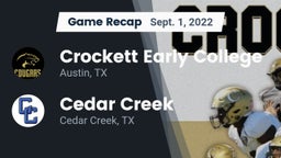 Recap: Crockett Early College  vs. Cedar Creek  2022