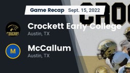 Recap: Crockett Early College  vs. McCallum  2022