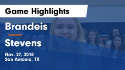 Brandeis  vs Stevens  Game Highlights - Nov. 27, 2018