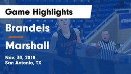 Brandeis  vs Marshall  Game Highlights - Nov. 30, 2018
