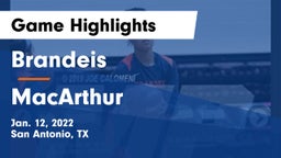 Brandeis  vs MacArthur  Game Highlights - Jan. 12, 2022