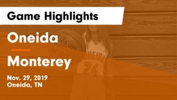 Oneida  vs Monterey  Game Highlights - Nov. 29, 2019