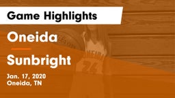 Oneida  vs Sunbright Game Highlights - Jan. 17, 2020