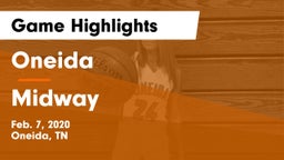 Oneida  vs Midway Game Highlights - Feb. 7, 2020
