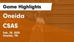 Oneida  vs CSAS Game Highlights - Feb. 28, 2020