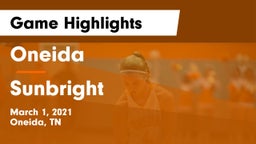 Oneida  vs Sunbright Game Highlights - March 1, 2021