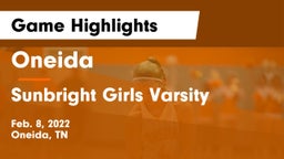 Oneida  vs Sunbright  Girls Varsity Game Highlights - Feb. 8, 2022
