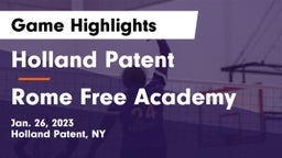 Holland Patent  vs Rome Free Academy  Game Highlights - Jan. 26, 2023