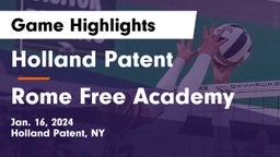 Holland Patent  vs Rome Free Academy  Game Highlights - Jan. 16, 2024