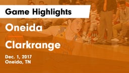 Oneida  vs Clarkrange  Game Highlights - Dec. 1, 2017