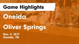 Oneida  vs Oliver Springs  Game Highlights - Dec. 5, 2017