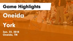 Oneida  vs York Game Highlights - Jan. 22, 2018