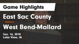 East Sac County  vs West Bend-Mallard  Game Highlights - Jan. 16, 2018