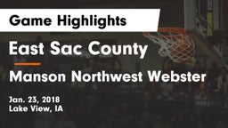 East Sac County  vs Manson Northwest Webster  Game Highlights - Jan. 23, 2018