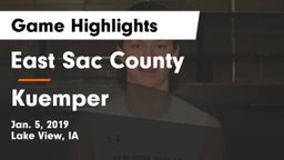 East Sac County  vs Kuemper  Game Highlights - Jan. 5, 2019