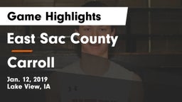 East Sac County  vs Carroll  Game Highlights - Jan. 12, 2019