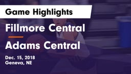Fillmore Central  vs Adams Central  Game Highlights - Dec. 15, 2018