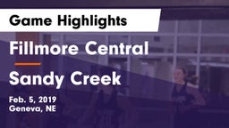 Fillmore Central  vs Sandy Creek  Game Highlights - Feb. 5, 2019