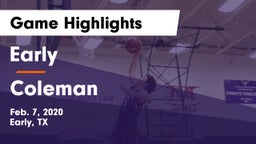 Early  vs Coleman  Game Highlights - Feb. 7, 2020