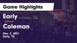 Early  vs Coleman  Game Highlights - Dec. 2, 2021